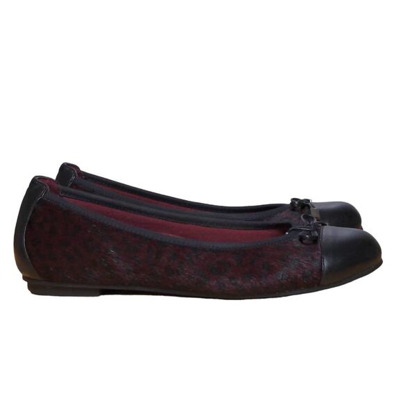 Vionic Womens Minna Ballet Flats Red Black Cheetah Print Calf Hair Leather Bow 9 - Picture 5 of 15